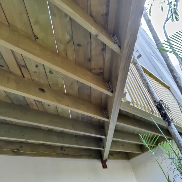 New deck joists seen from below