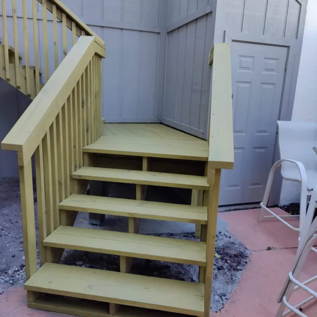 New wooden entry stairs